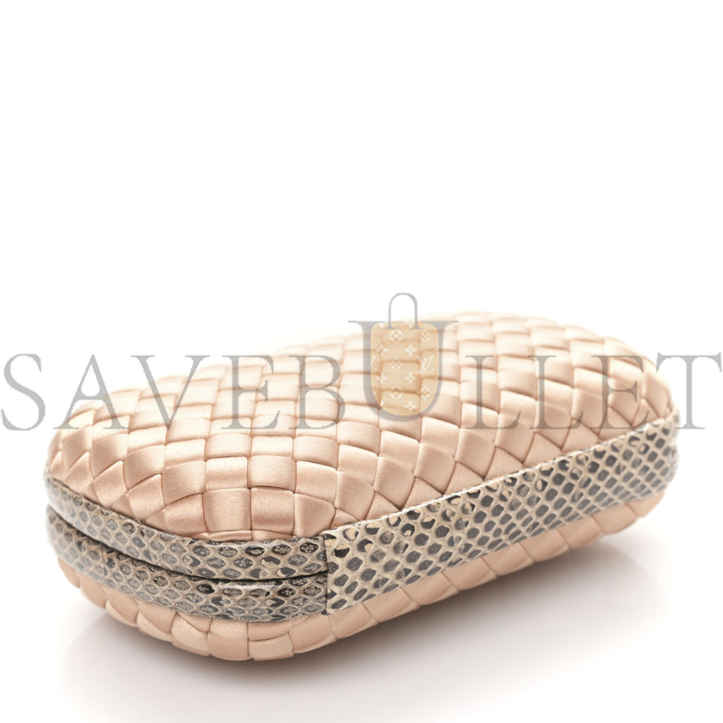 BOTTEGA VENETA SATIN INTRECCIO IMPERO AYERS KNOT CLUTCH FLAMINGO (19*13*5cm)