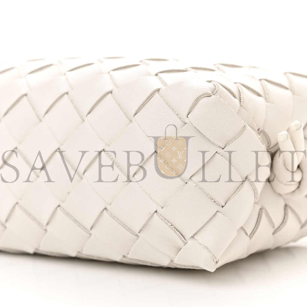 BOTTEGA VENETA NAPPA INTRECCIATO MINI LOOP CAMERA BAG WHITE (18*11*6cm)