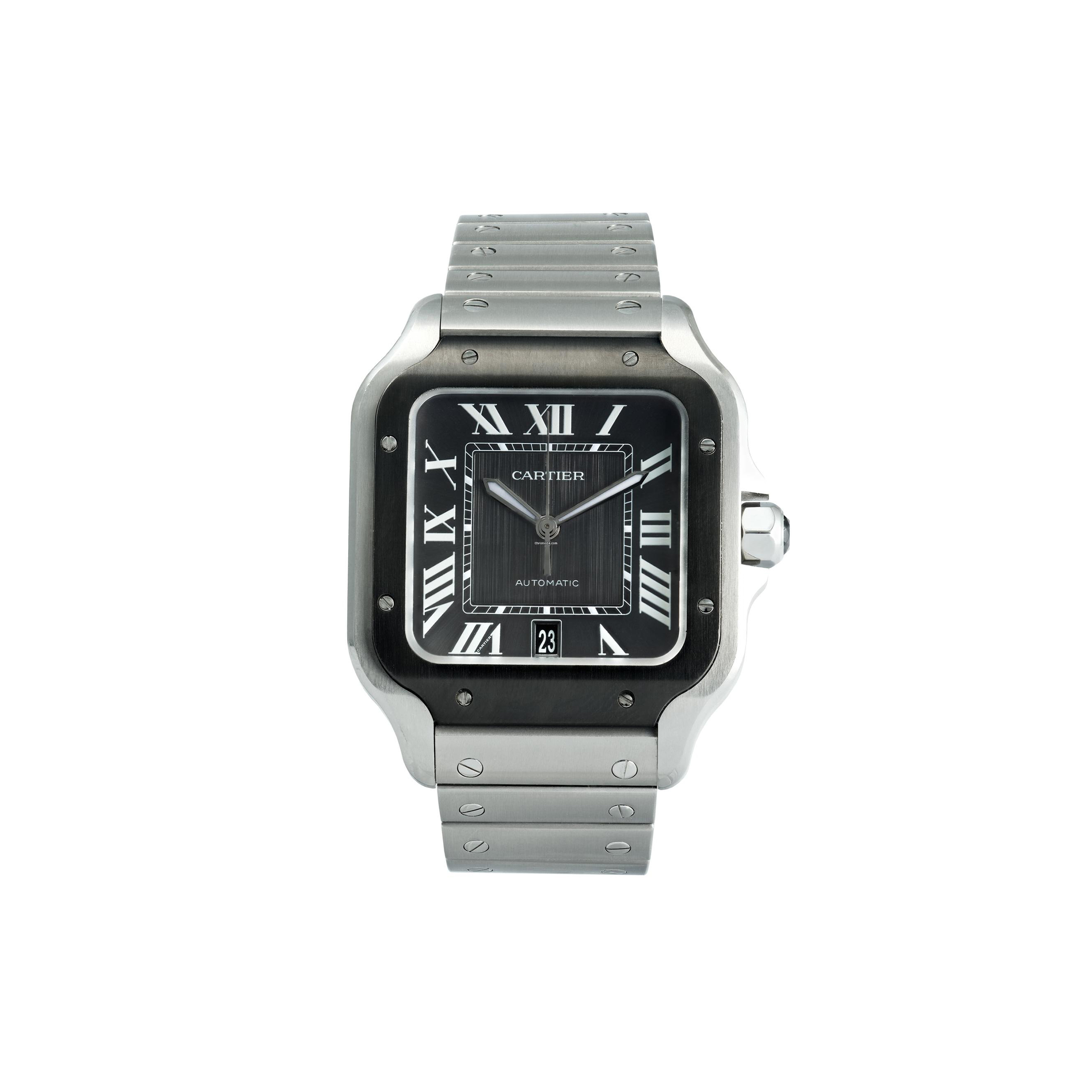 CARTIER SANTOS LARGE STAINLESS STEEL AUTOMATIC WATCH WSSA0037