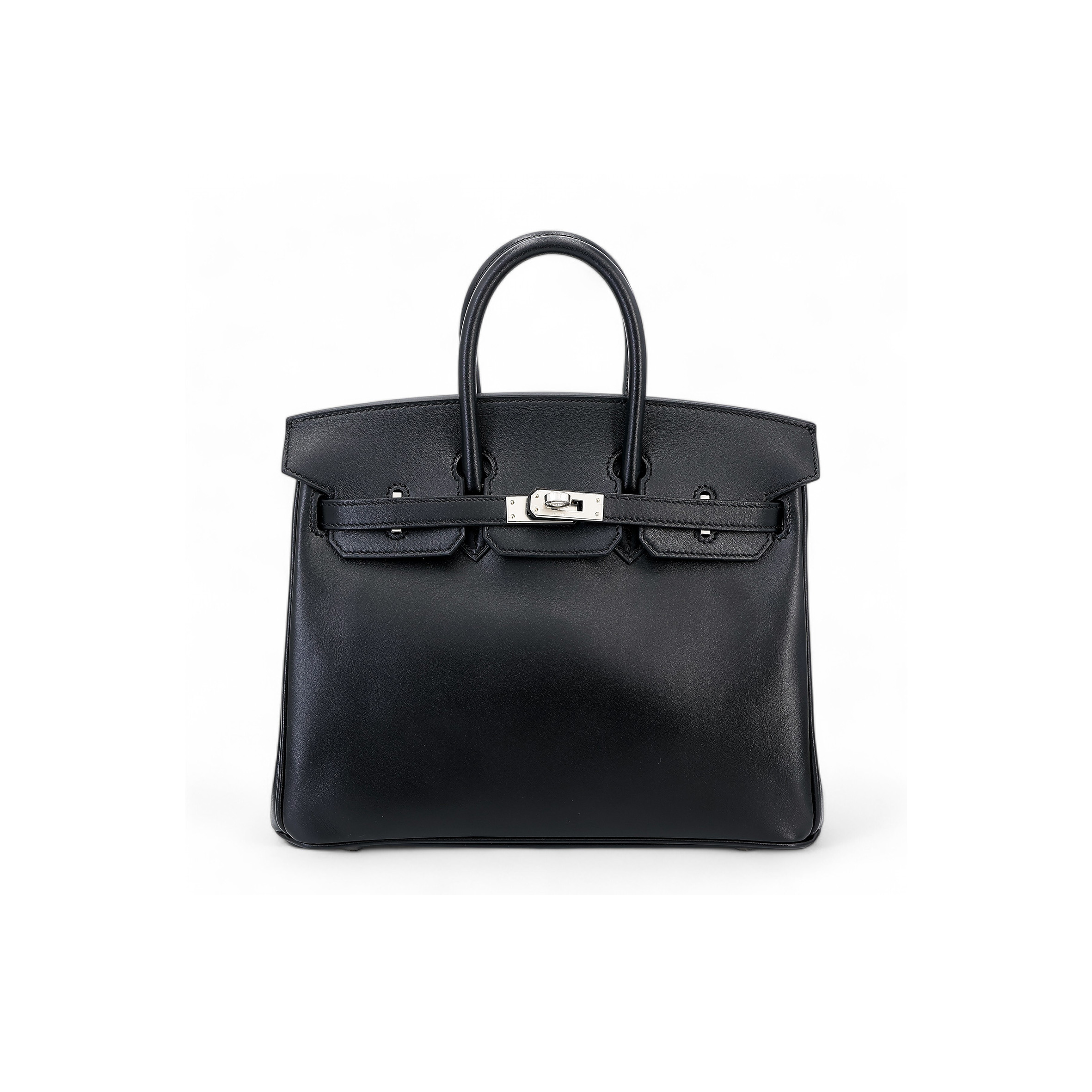 HERMES MASTER BIRKIN 25 BLACK NOIR TADELAKT LEATHER SILVER BUCKLE 1530255866 (25*20*13cm)