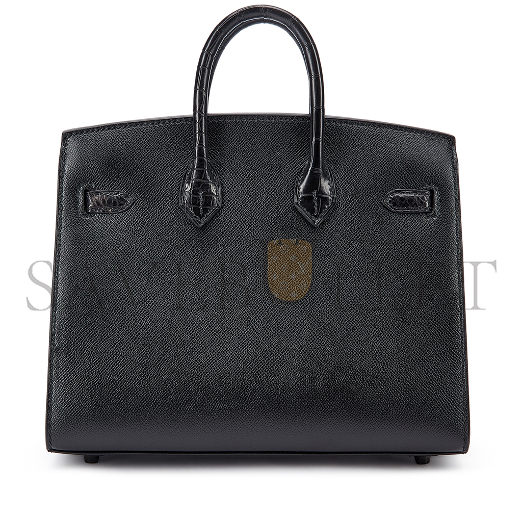 HERMES MASTER BIRKIN 20 BLACK CROCODILE LEATHER CURTAIN BAG BK20 (20*16*11cm)