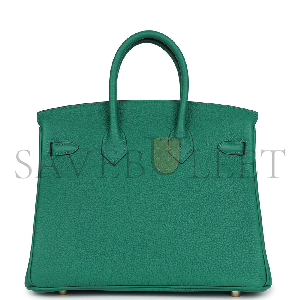 HERMÈS MASTER BIRKIN 25 TOGO LEATHER VELVET GREEN GOLD BUCKLE BAG BK30U4EPSS (25*20*13cm)