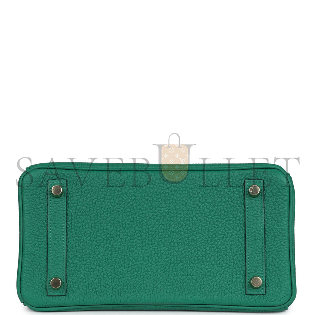 HERMÈS MASTER BIRKIN 25 TOGO LEATHER VELVET GREEN GOLD BUCKLE BAG BK30U4EPSS (25*20*13cm)