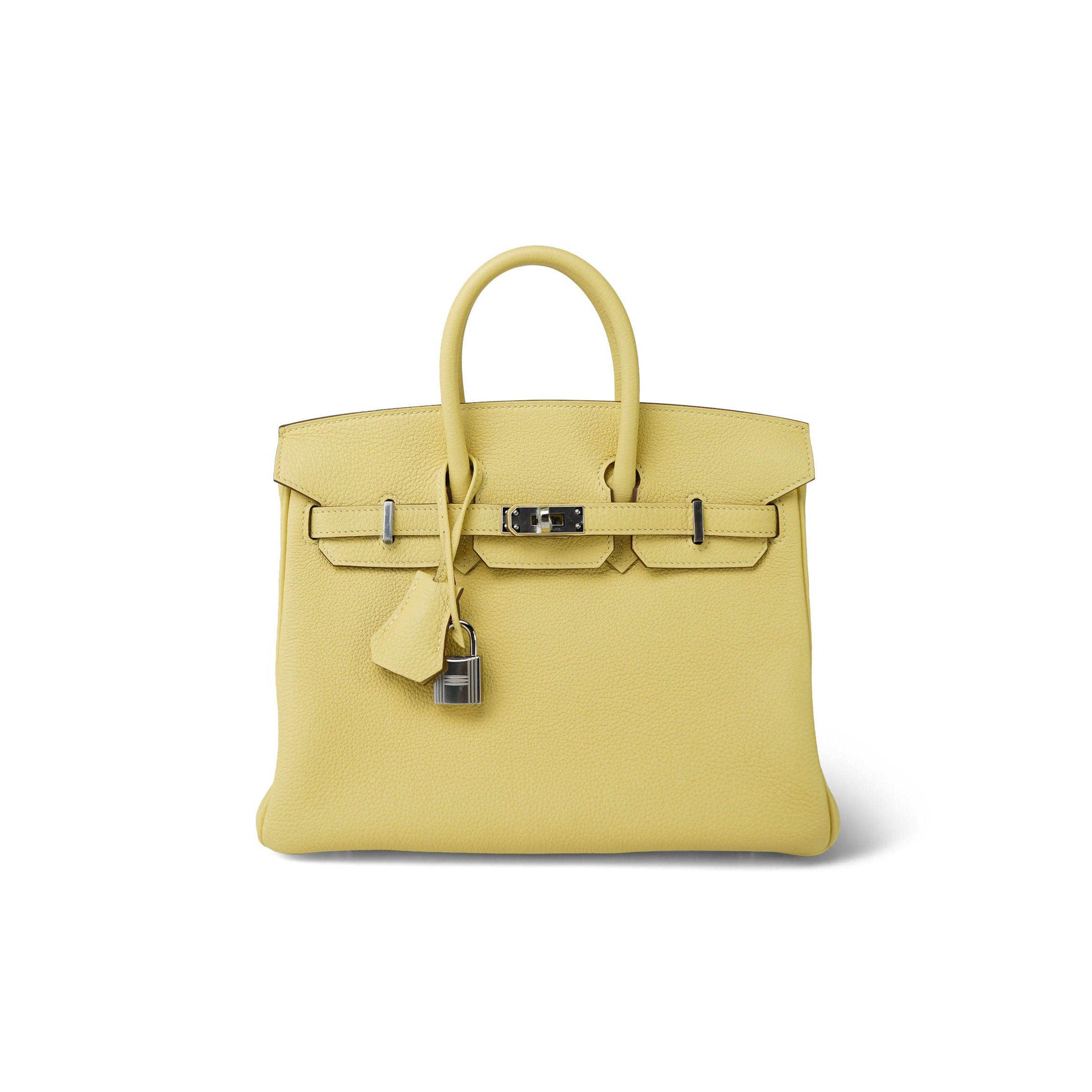 HERMES MASTER BIRKIN 25 TOGO LEATHER LEMON YELLOW SILVER BUCKLE BAG H028369CK1Z (25*20*13cm)