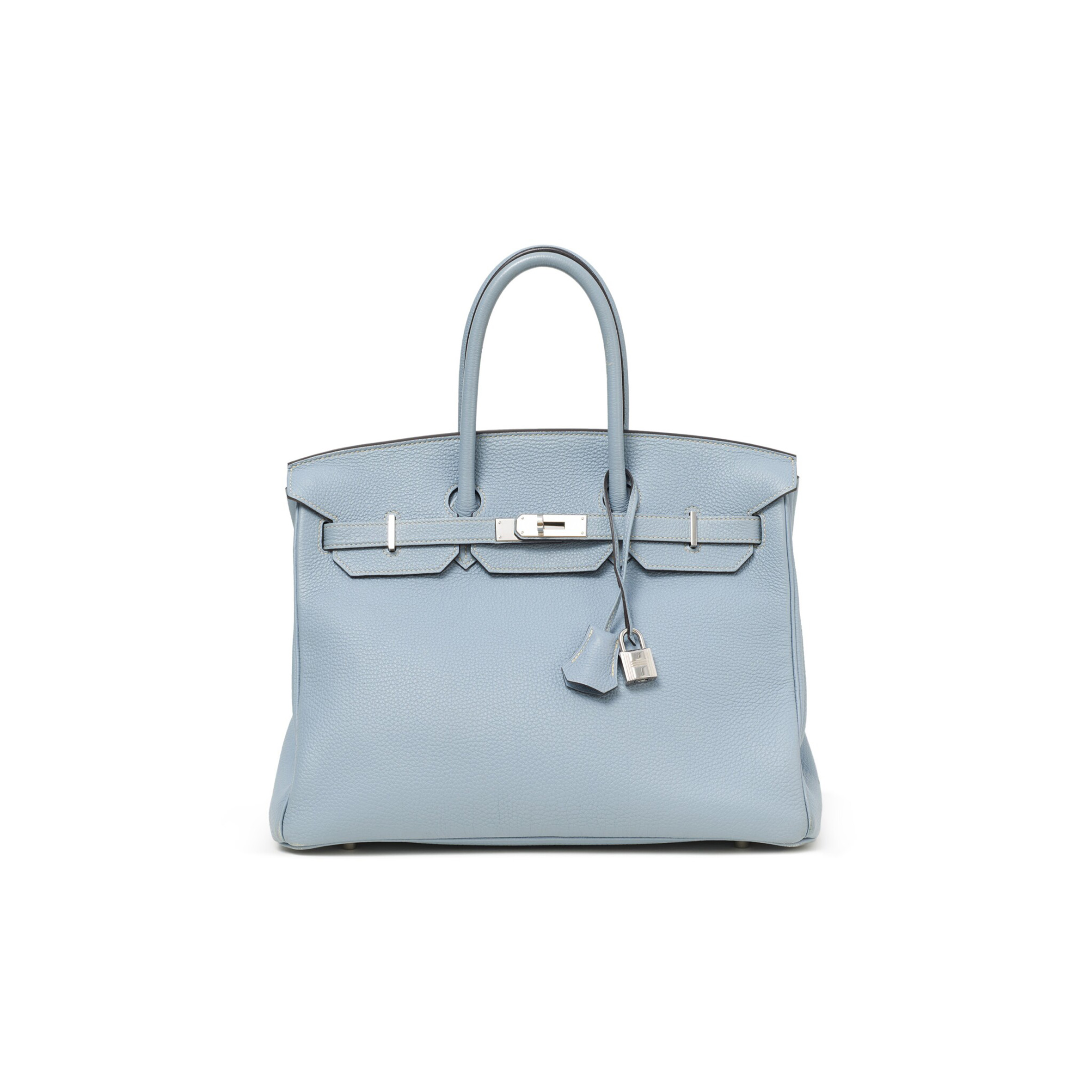 HERMÈS MASTER BIRKIN 35 TOGO LEATHER LINEN BLUE SILVER BUCKLE BK35J7TGSS (35*28*18cm)