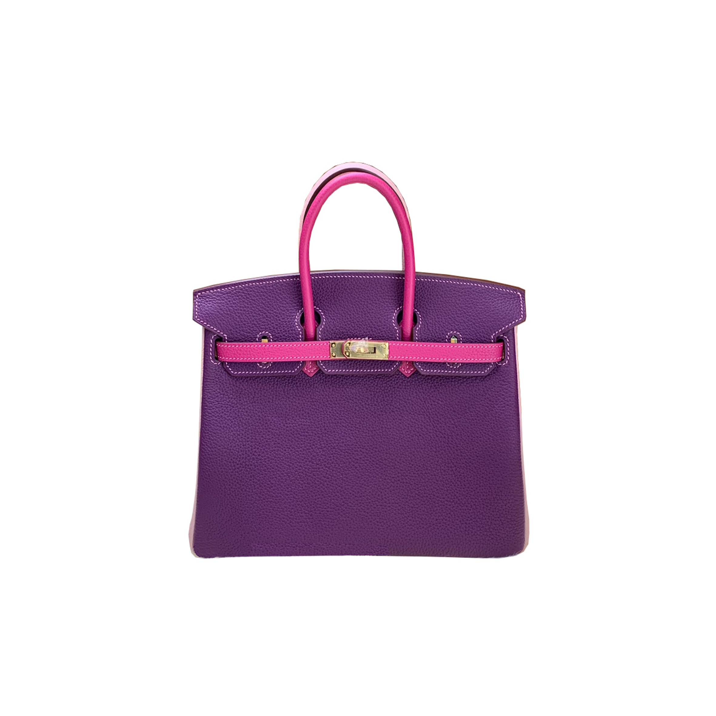 HERMES MASTER BIRKIN 25 TOGO LEATHER ANEMONE PURPLE ROSE RED 3Q PINK GOLD BUCKLE HANDBAG 3300206 (25*20*13cm)