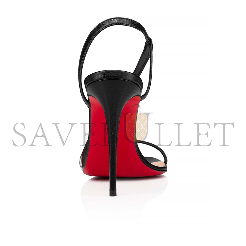 CHRISTIAN LOUBOUTIN ROSALIE 100 MM SANDALS-LEATHER AND PVC-BLACK-WOMEN 3210190BK01