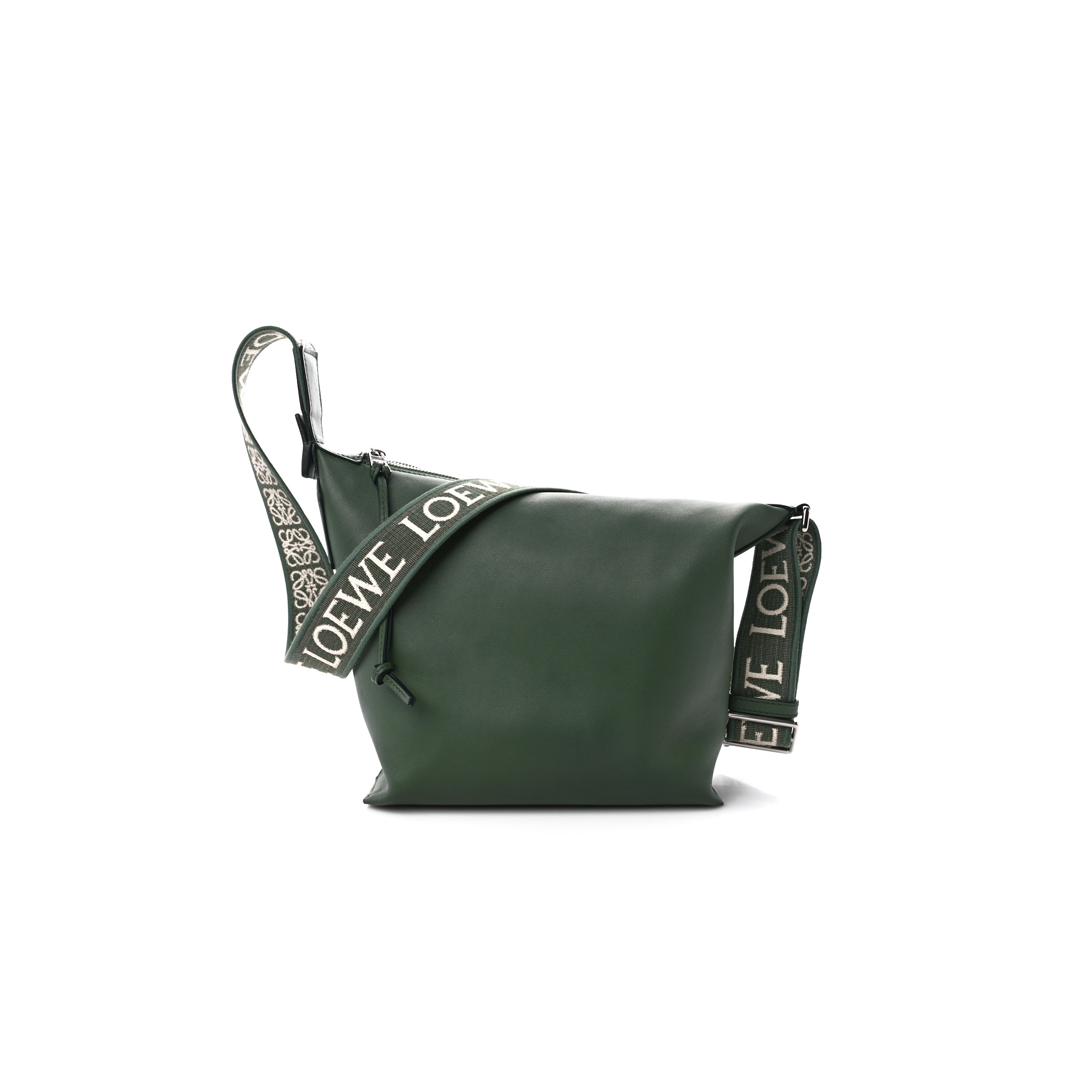 LOEWE SUPPLE SMOOTH CALFSKIN JACQUARD CUBI CROSSBODY BAG GREEN (33*29*17cm)