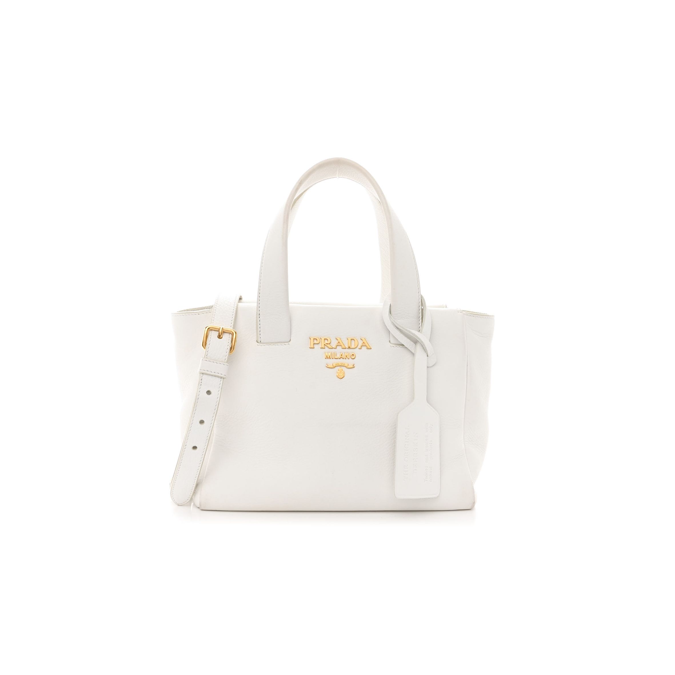 PRADA VITELLO CERVO MINI SATCHEL WHITE (24*24*11cm)