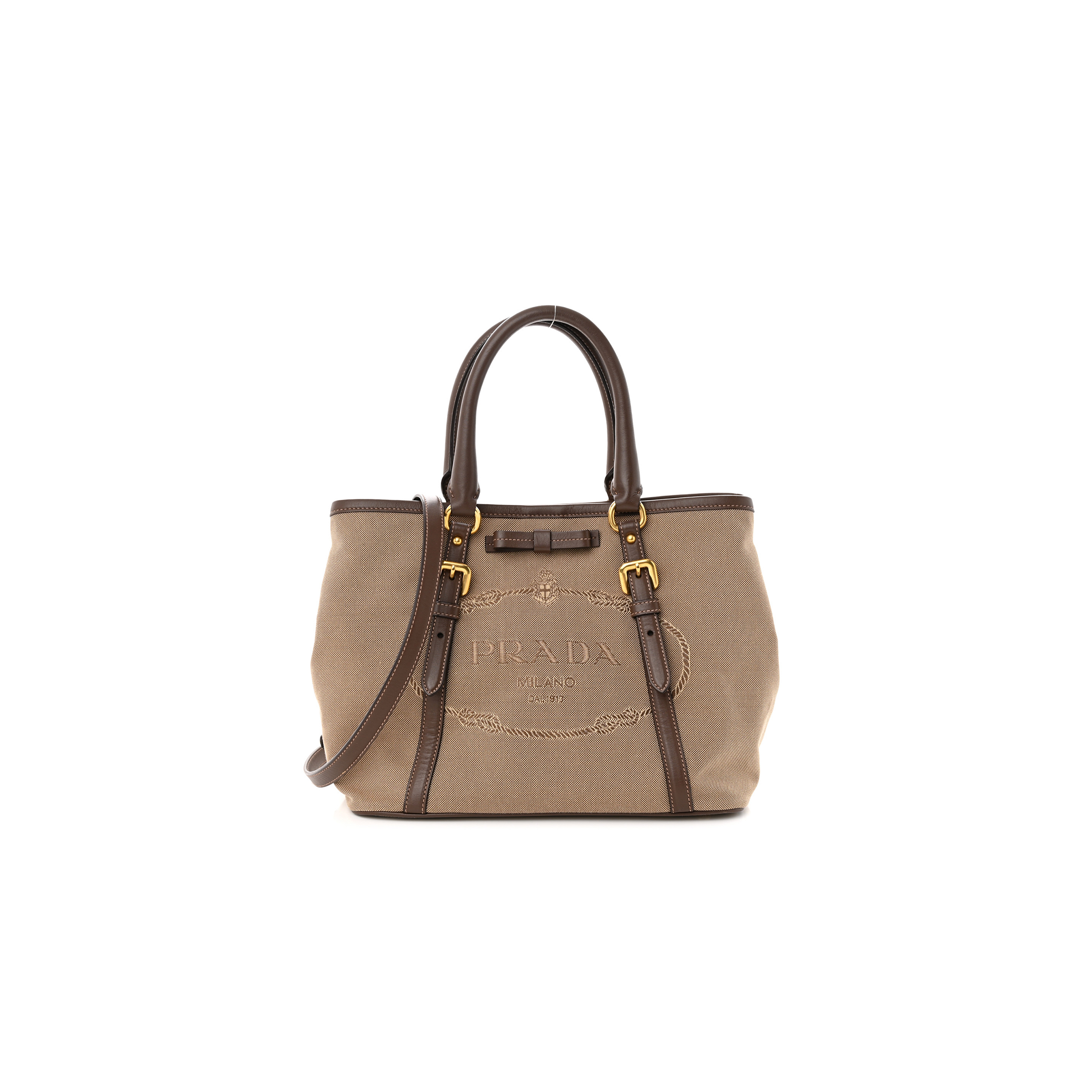 PRADA JACQUARD LOGO TOTE CORDA BRUCIATO (33*23*16cm)