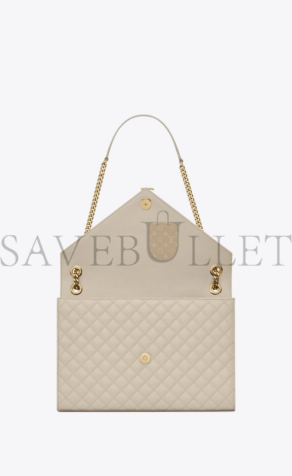 YSL ENVELOPE LARGE BAG IN MIX MATELASS&EACUTE; GRAIN DE POUDRE EMBOSSED LEATHER 600166BOW919207 (31*22*7.5cm)