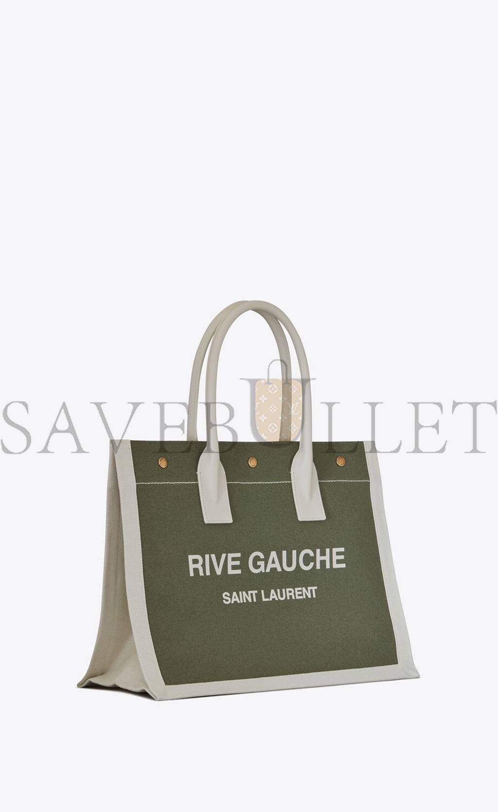 YSL RIVE GAUCHE SMALL TOTE BAG IN LINEN AND LEATHER 617481FAADI3281 (39*31*18cm)