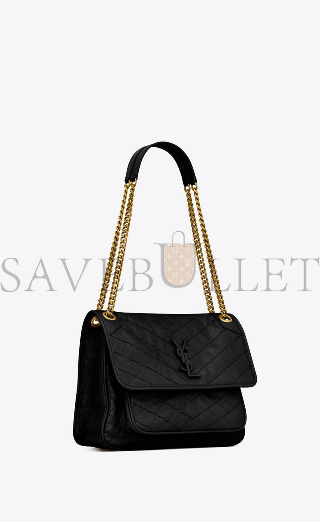 YSL NIKI MEDIUM CHAIN BAG IN CRINKLED VINTAGE LEATHER 6331580EN071000 (28*20*8.5cm)