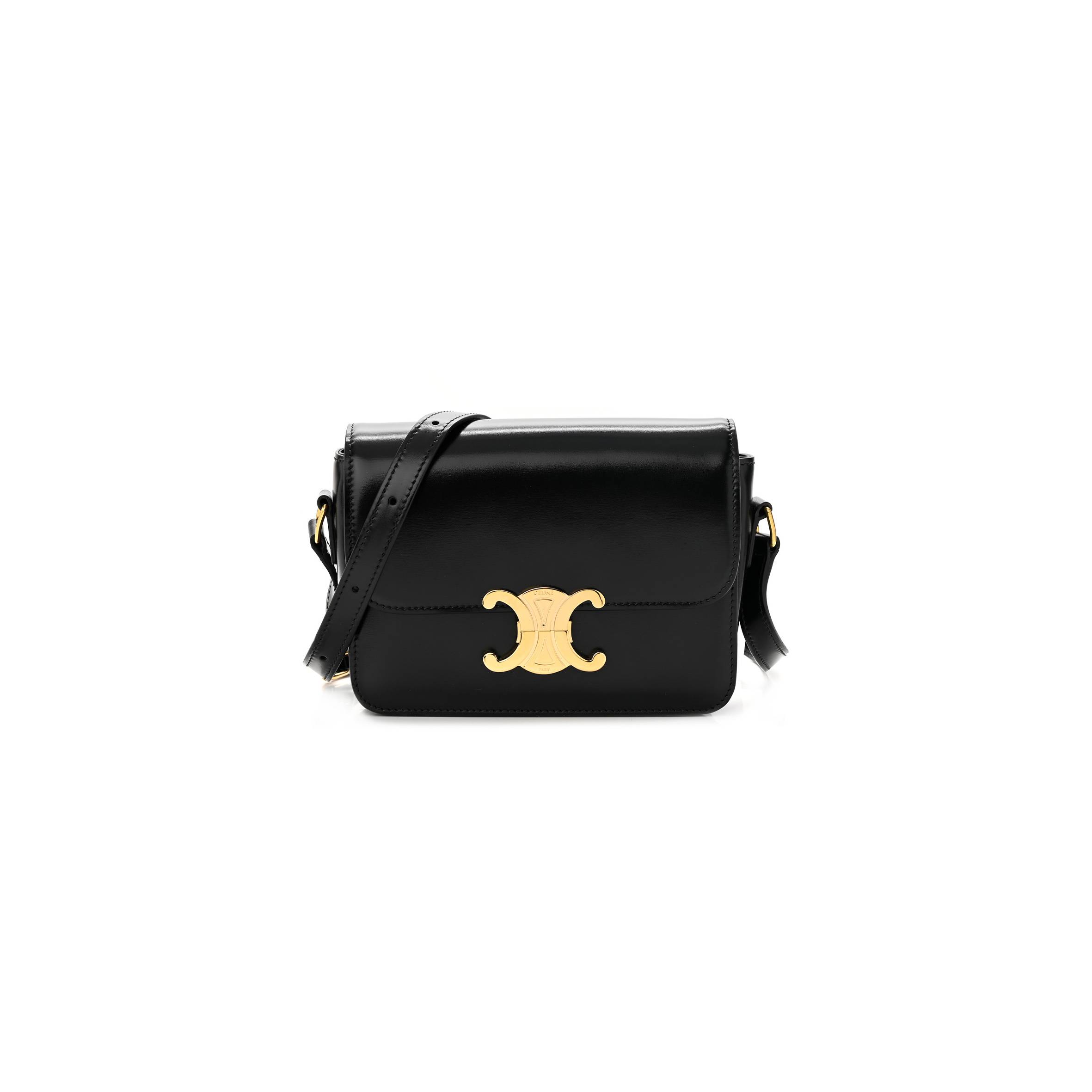 CELINE SHINY CALFSKIN TEEN TRIOMPHE BLACK (18*13*6cm)