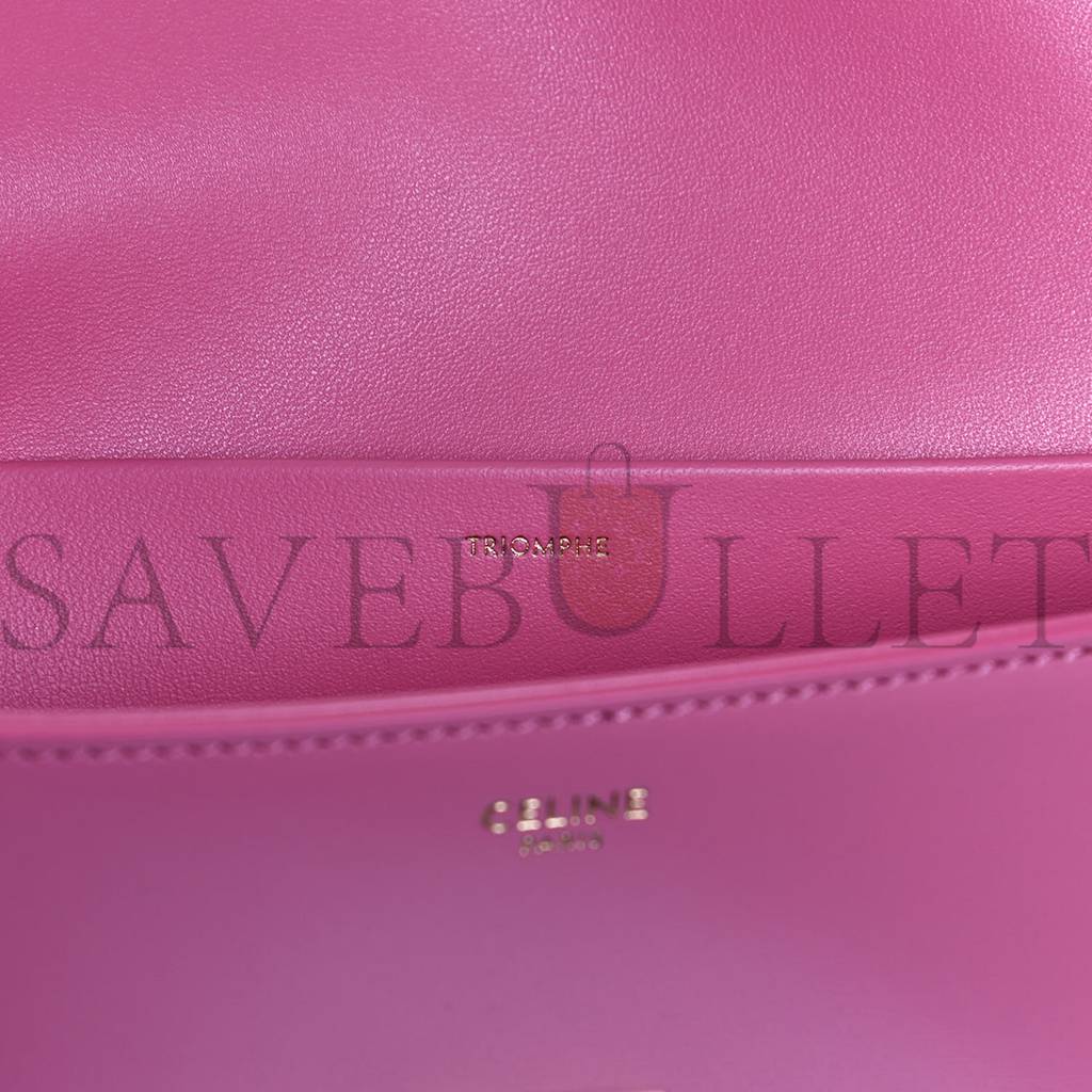 CELINE SHINY CALFSKIN TRIOMPHE FLAMINGO (20*11*4cm)