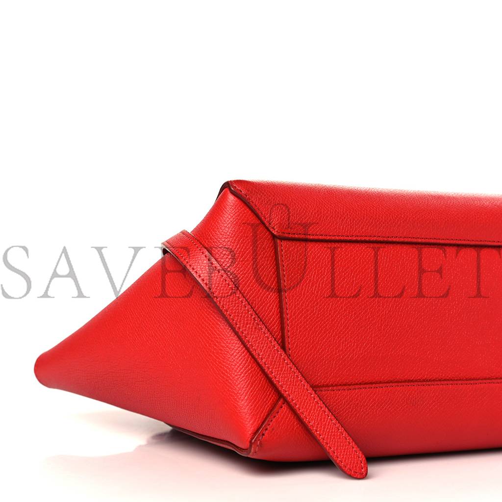 CELINE BABY GRAINED CALFSKIN MICRO BELT BAG COQUELICOT (24*19*14cm)