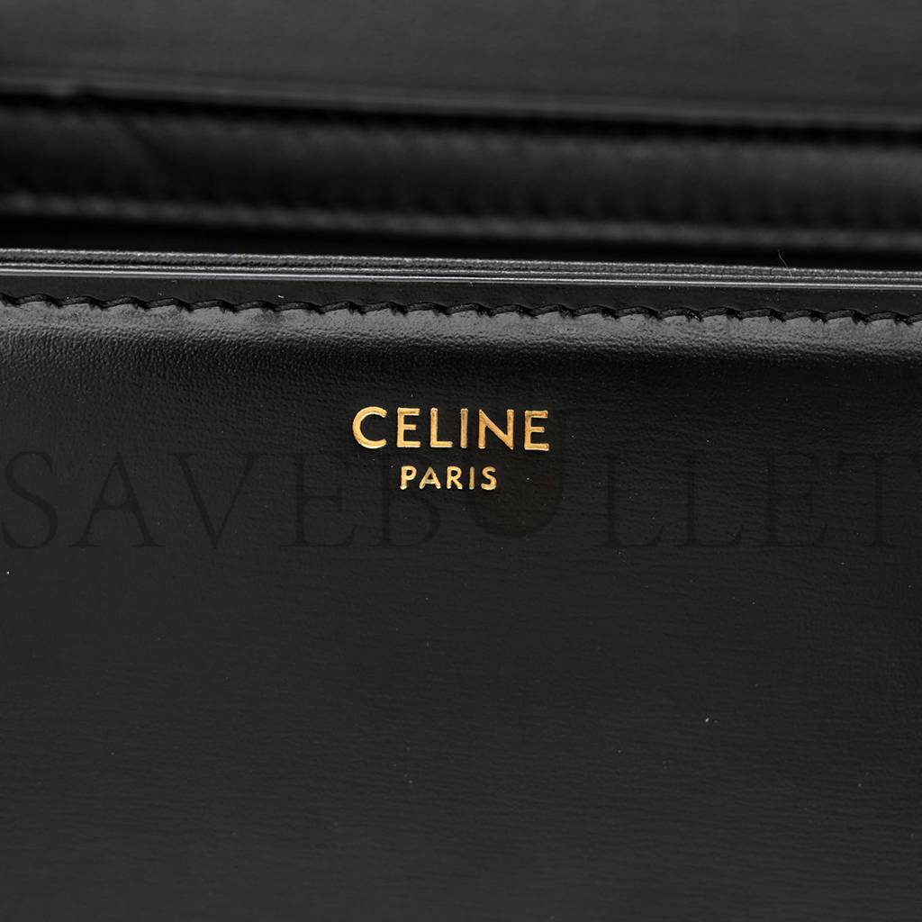 CELINE SHINY CALFSKIN TEEN TRIOMPHE BLACK (18*13*7cm)