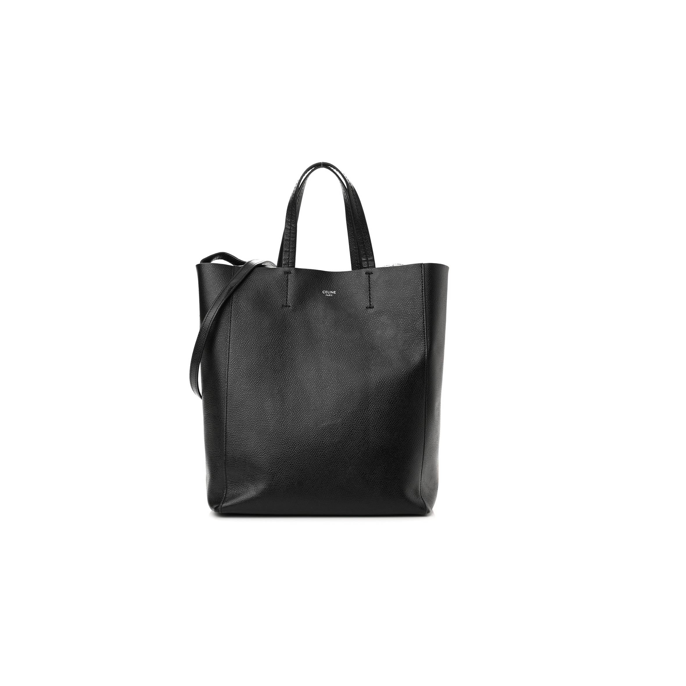 CELINE GRAINED CALFSKIN SMALL VERTICAL CABAS BLACK (28*23*10cm)