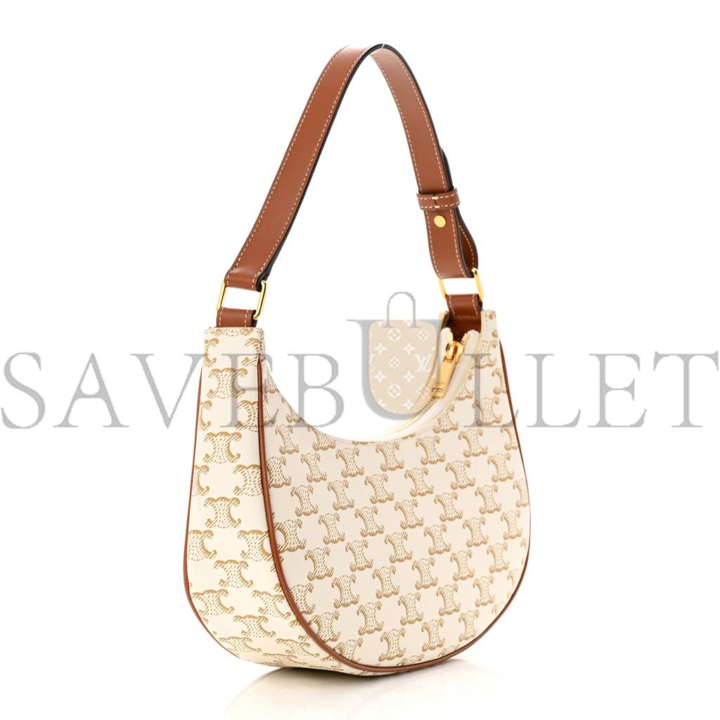 CELINE CANVAS CALFSKIN AVA TRIOMPHE SHOULDER BAG WHITE (25*19*8cm)