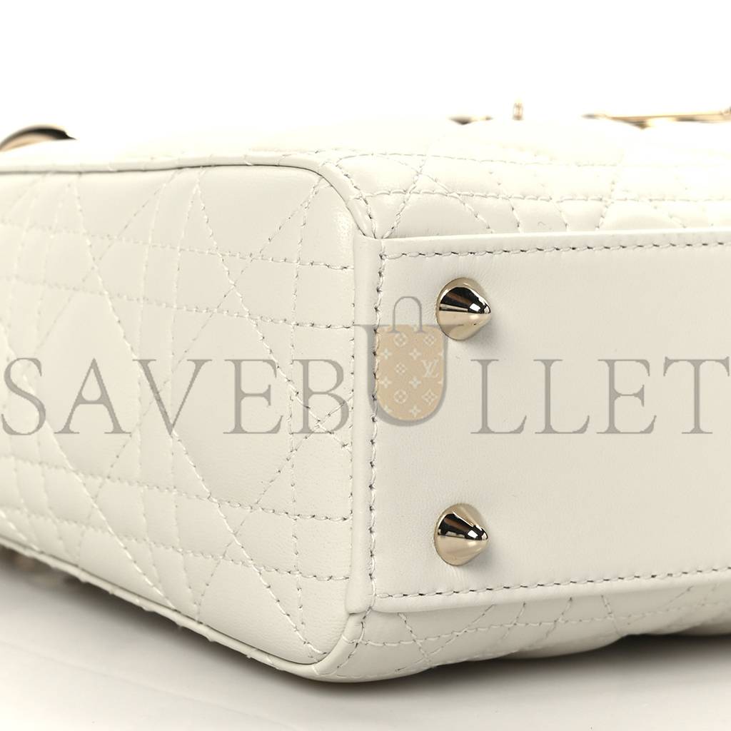 DIOR LAMBSKIN CANNAGE SMALL MY ABCDIOR LADY DIOR WHITE (20*18*8.9cm)