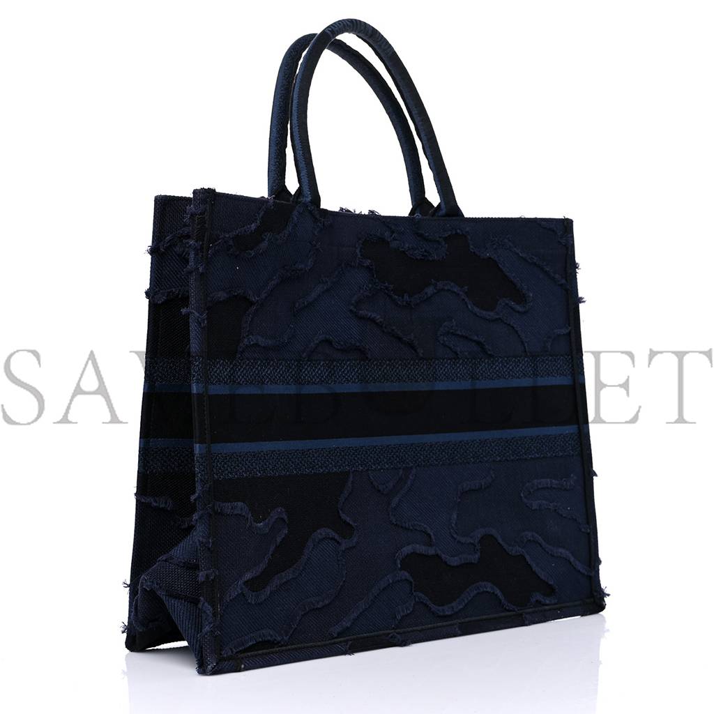 DIOR CANVAS EMBROIDERED CAMOUFLAGE BOOK TOTE BLUE (43*36*18.4cm)