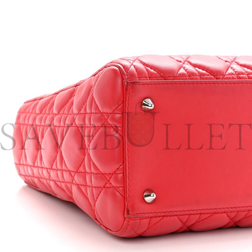 DIOR LAMBSKIN CANNAGE MEDIUM LADY DIOR RED (23*20*12.1cm)