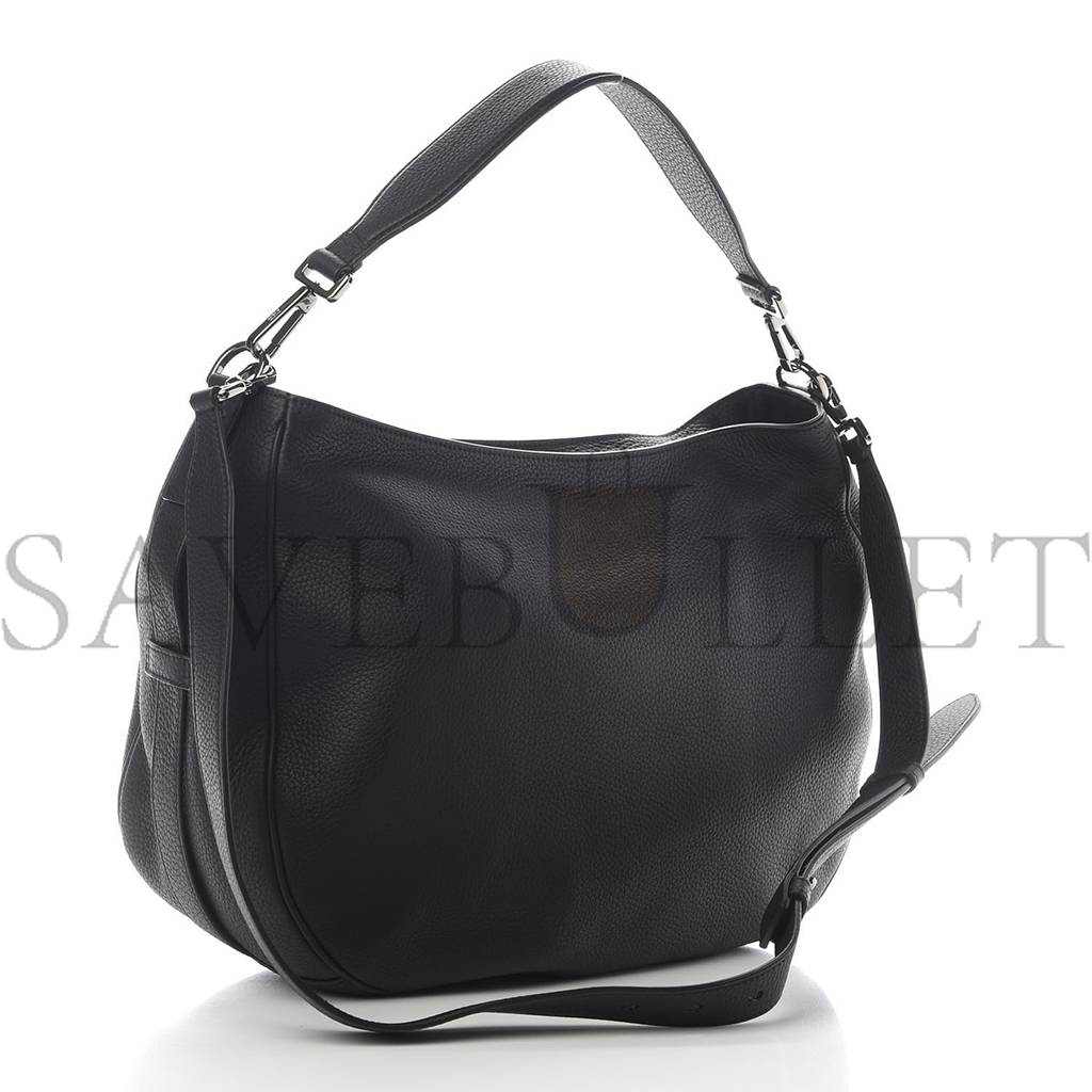 DIOR GRAINED CALFSKIN SADDLE SOFT BAG BLACK (31*27*12.7cm)