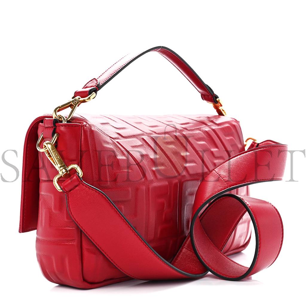 FENDI NAPPA FF 1974 EMBOSSED LARGE BAGUETTE FRAGOLA (32*16*5cm)